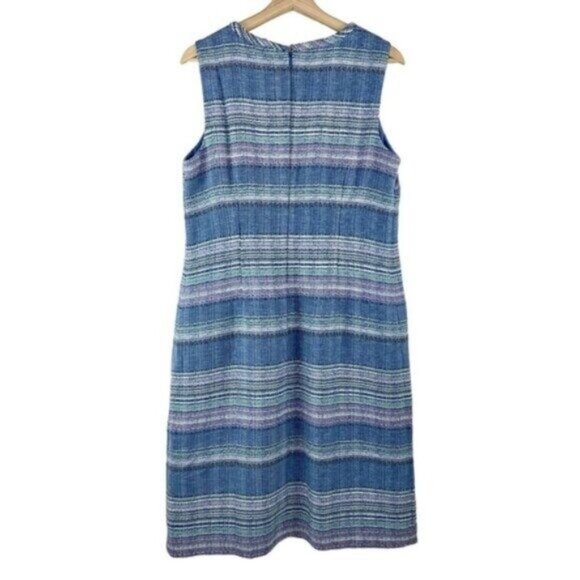 Talbots Blue Tweed Striped Sheath Dress - Picture 6 of 7